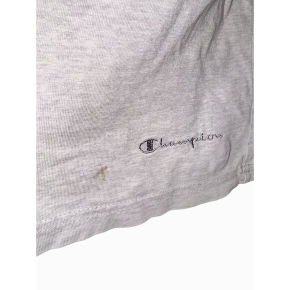 Vintage distressed Champion Gray V-Neck Short Sleeve T-Shirt XL Unisex Cotton Bl - Picture 3 of 6